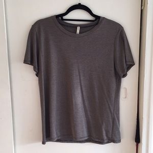 brown and black striped tee